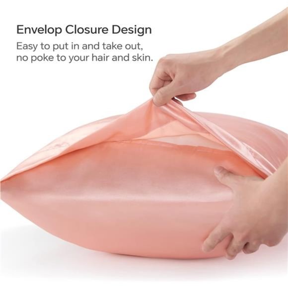 Satin Pillowcase for Hair and Skin, Silky Queen Pillow Cases Set of 2 Pack - Picture 4 of 6